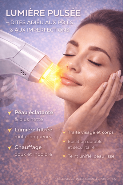 Traitement IPL lumière pulsée visage à Agadir pour unifier le teint et améliorer la qualité de la peau chez Beauty Center For You
